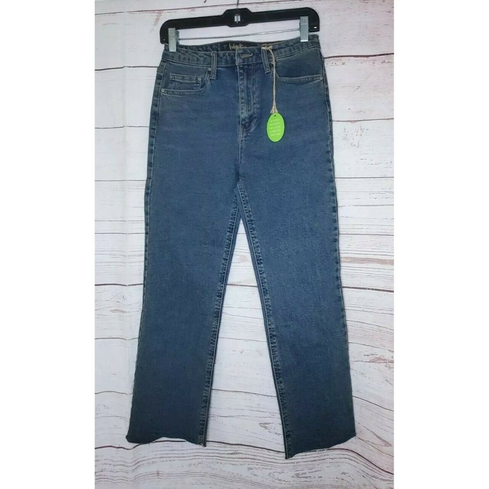Indigo Rein High Rise Straight Leg Above Ankle Blue Organic Cotton Jeans